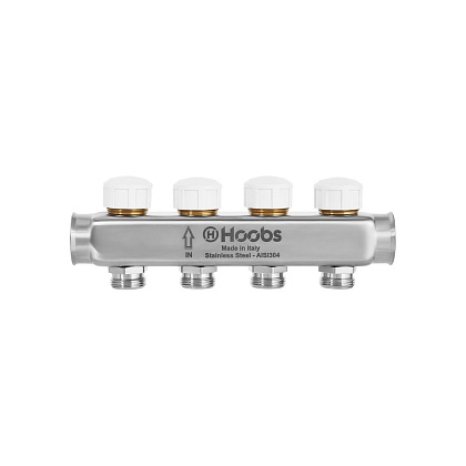 Коллектор Hoobs, нерж. сталь, термостатическими клапанами, 1"х3/4"-7 вых  