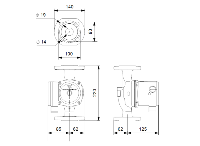 Циркуляционный насос Grundfos UPS 32-80 F 220  