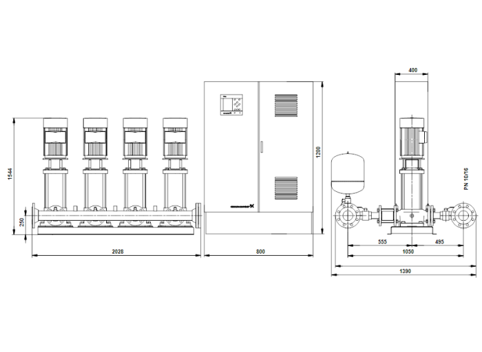Насос для повышения давления Grundfos HYDRO MPC-S 4 CR 64-4  