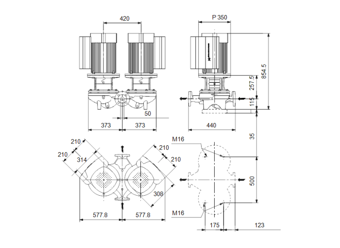 Насосная станция Grundfos TPE 50-630/2-S-A-F-A-BAQE  