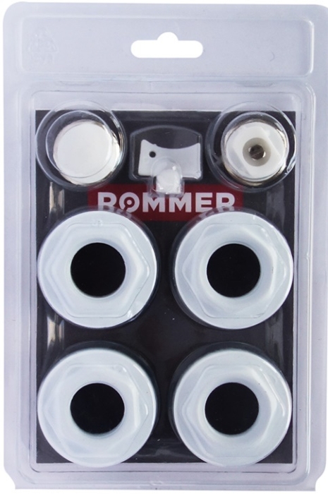 Биметаллический радиатор Rommer 3/4 монтажный комплект 7 в 1 (RAL9016) без кронштейнов  