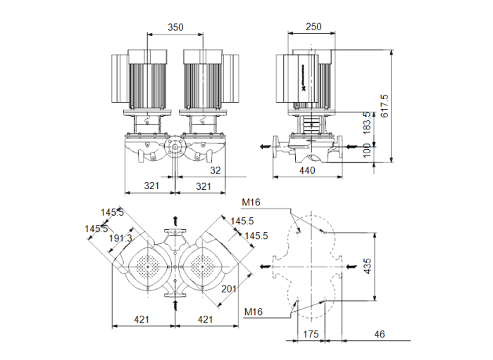   Насос для повышения давления Grundfos TPED 32-460/2 A-F-A-BAQE  