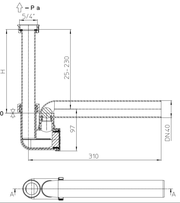 HL 136.3 Сифон с запахозапирающим клапаном, DN40