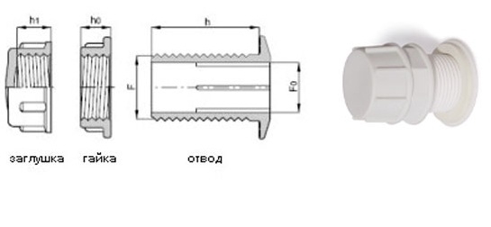 Экопром Отвод из бака в сборе 1 (пластик)  