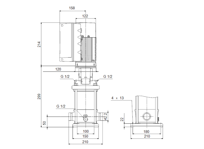 Насос для повышения давления Grundfos CRNE 3-5 AN-P-G-E-HQQE  