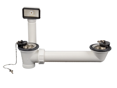 Выпуск для сдвоенной одноуровневой раковины