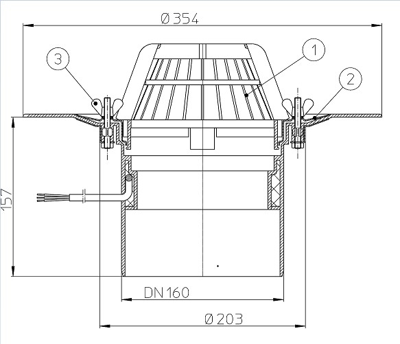 HL 62.1/5 Кровельная воронка с электроподогревом DN 160