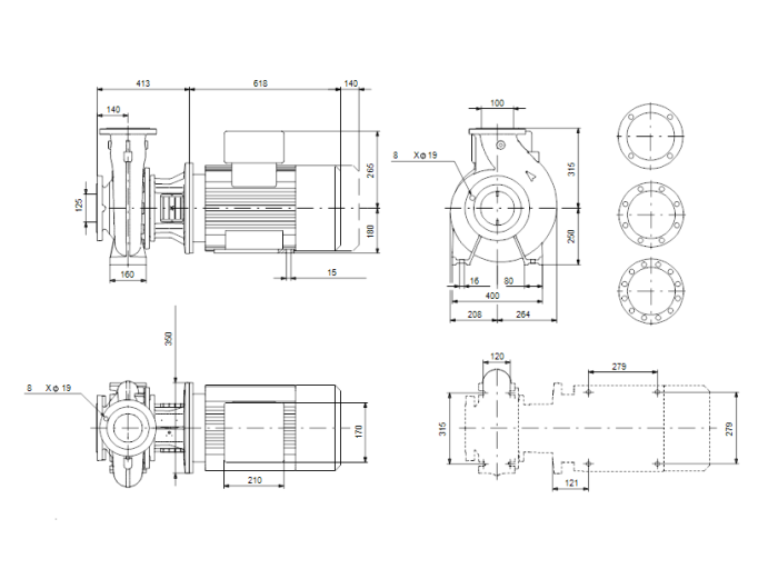 Поверхностный насос Grundfos NB 100-315/312 A-F2-A-BAQE  