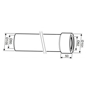 Bosch Удлинительный элемент DN60/100 L=1500мм  