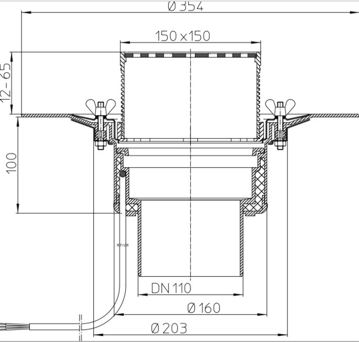 HL 62.1B/1 Кровельная воронка с электроподогревом, DN110  