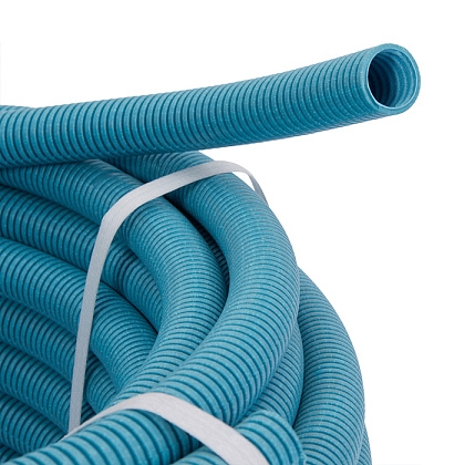 Труба гофрированная полиэтиленовая синяя Hoobs ?20 (20х25) для труб DN16 бухта 50м  