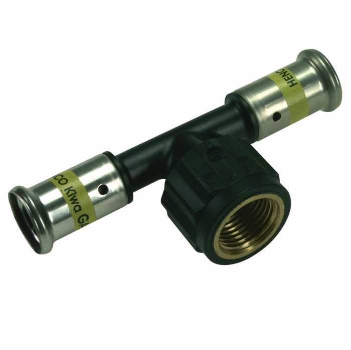 Henco Тройник ВР c черной заглушкой BP04 1/2", ПВДФ пресс (газ), 16X1/2"x16  