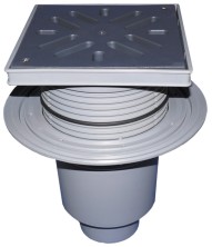 HL 616LW/1 Дворовый трап с сифоном (верт.выпуск DN110) с пласт. решеткой макс. нагрузка 1,5 т.