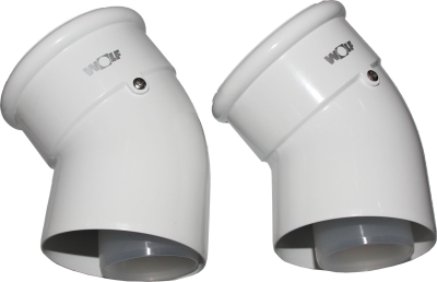 Wolf Дымоход Отвод для дымохода DN60/100 45°, комплект 2 шт., цвет белый, вставной