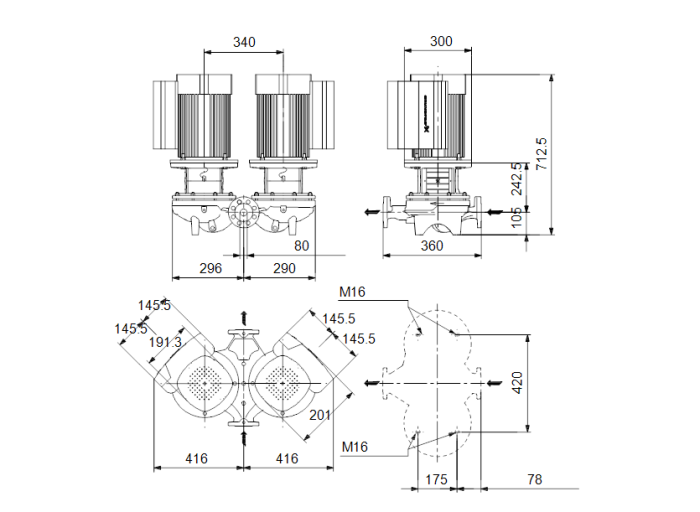  Насос для повышения давления Grundfos TPED 80-240/2 A-F-A-BQQE  
