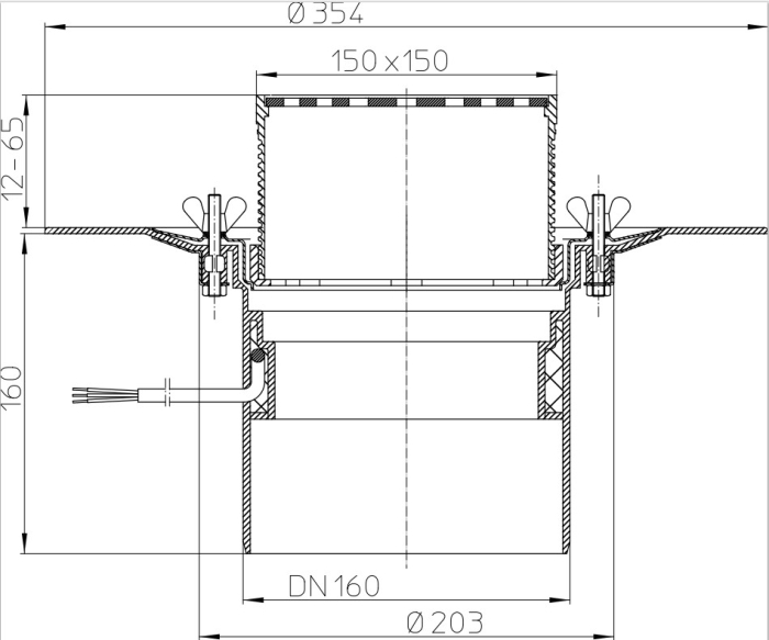 HL 62.1B/5 Кровельная воронка с электроподогревом DN160  