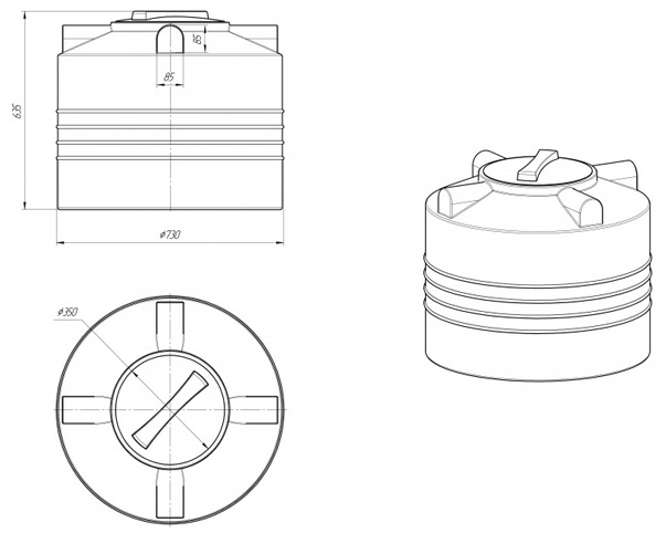 Ёмкость для воды Экопром ЭВЛ 200л  