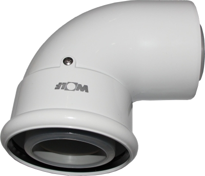 Wolf Дымоход Отвод для дымохода DN60/100 87° для концентрической дымовой трубы, цвет белый, вставной