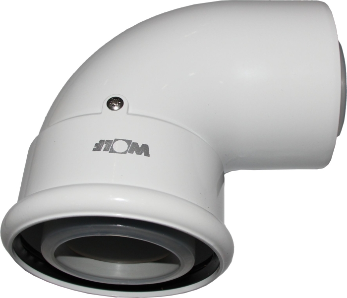 Wolf Дымоход Отвод для дымохода DN60/100 87° для концентрической дымовой трубы, цвет белый, вставной  