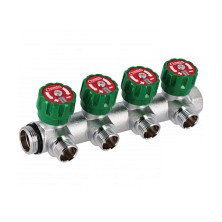 Коллектор латунный никелированный Hoobs 1"x3/4" (евроконус) - 4 вых