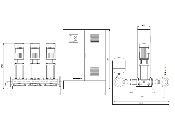 Насос для повышения давления Grundfos HYDRO MPC-F 3CR90-4-2  