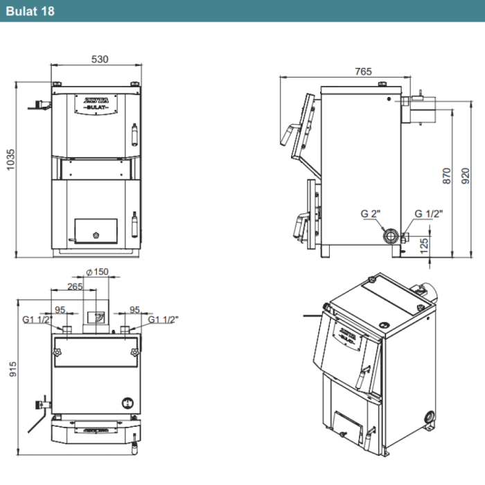 Твердотопливный котёл Zota Bulat 18  