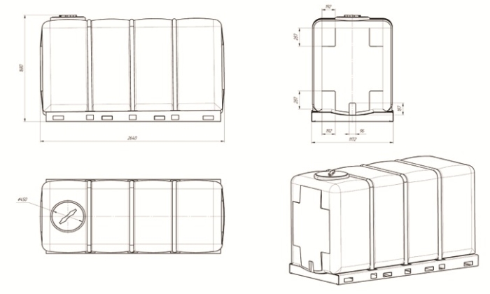 Ёмкость для воды Экопром K 4000л без обрешетки  
