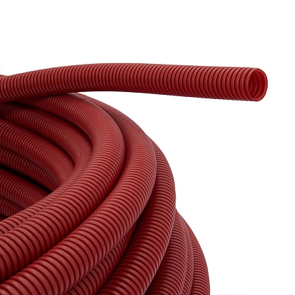 Труба гофрированная полиэтиленовая красная Hoobs ?27 (27х32) для труб DN25 бухта 50м  