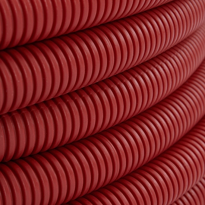 Труба гофрированная полиэтиленовая красная Hoobs ?27 (27х32) для труб DN25 бухта 50м  