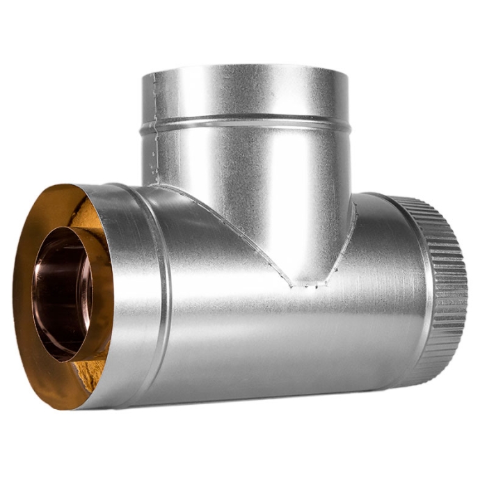 Сэндвич дымоход Дымофф Тройник сэндвич 90 480*400 Цинк/AISI430 0.5мм