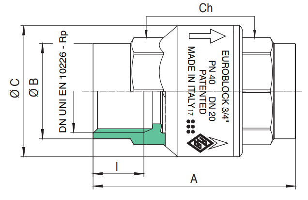 Rubinetterie Bresciane Полнопроходной обратный клапан 1 PN25  
