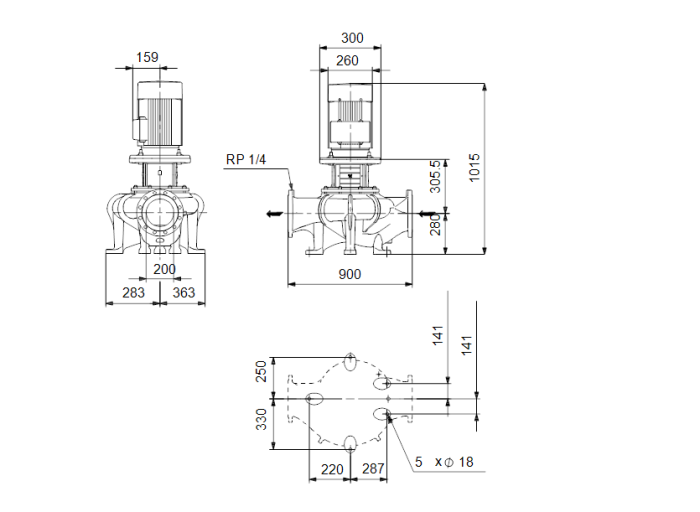 Насос для повышения давления Grundfos TP 200-90/4-A-F-A-BAQE  
