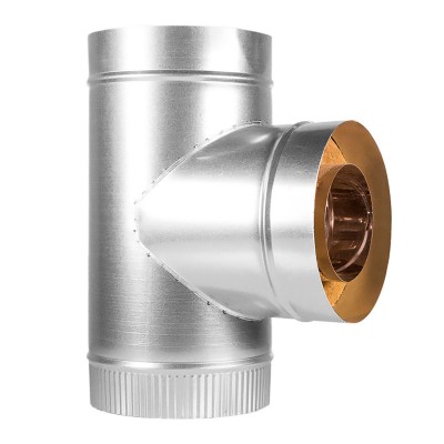 Сэндвич дымоход Дымофф Тройник сэндвич 90 480*400 Цинк/AISI409 1мм