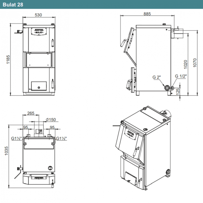 Твердотопливный котёл Zota Bulat 28  