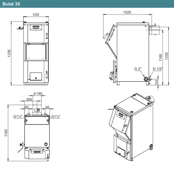 Твердотопливный котёл Zota Bulat 35  