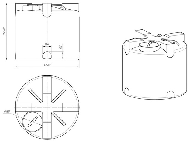 Ёмкость для воды Экопром T 2000л  