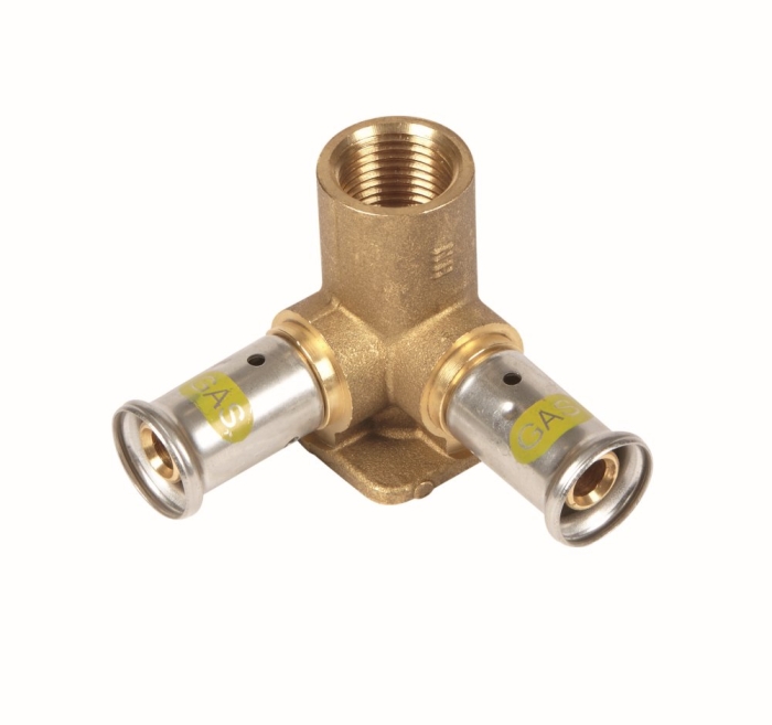 Henco Водорозетка угловая ВР, латунь пресс (газ), 16x1/2"x16 (52 мм)  