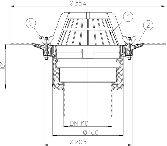 HL 62/1 Кровельная воронка, DN 110  