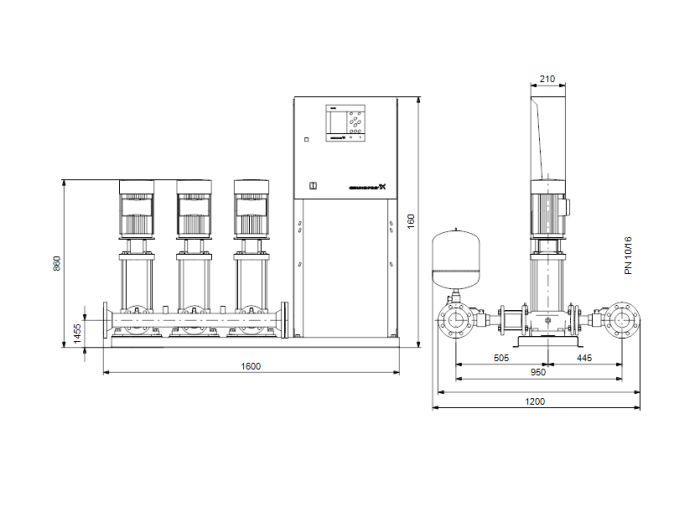 Насос для повышения давления Grundfos HYDRO MPC-S 3 CR 15-3  