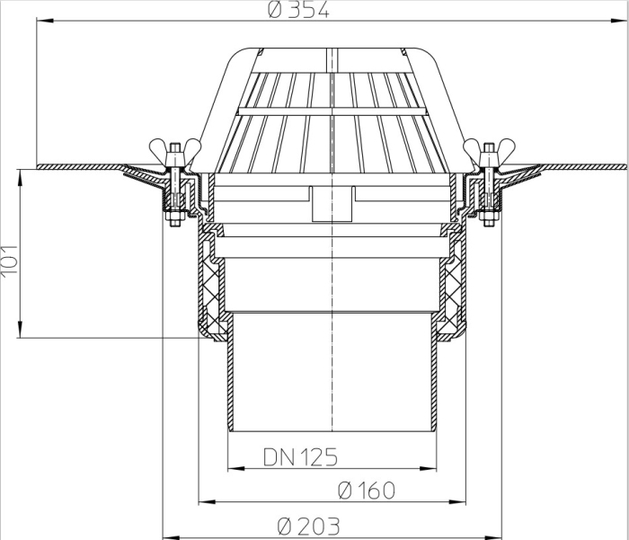HL 62/2 Кровельная воронка, DN 125  