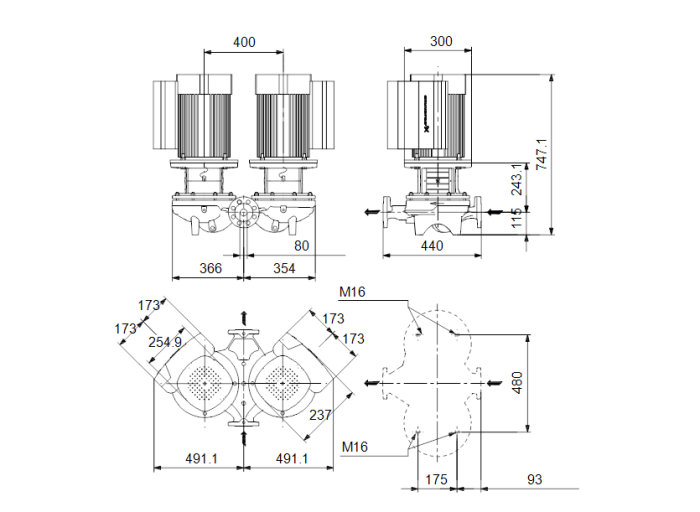   Насос для повышения давления Grundfos TPED 80-250/2 A-F-A-BQQE  