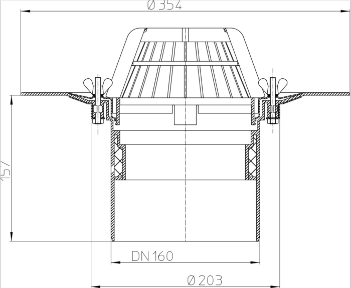 HL 62/5 Кровельная воронка, DN 160  