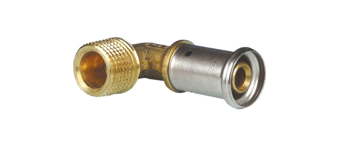 Henco Угольник 90° НР, латунь пресс, 26x3/4"  