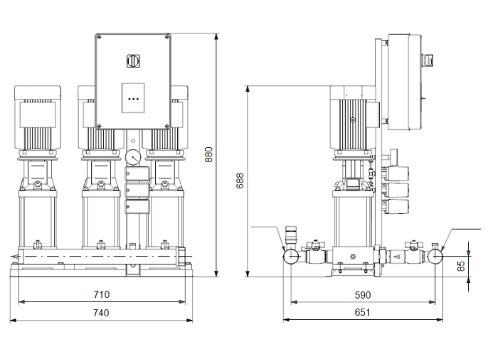 Насосная группа Grundfos Hydro Multi-S P 3CR5-8 3x400/50hz,PE  