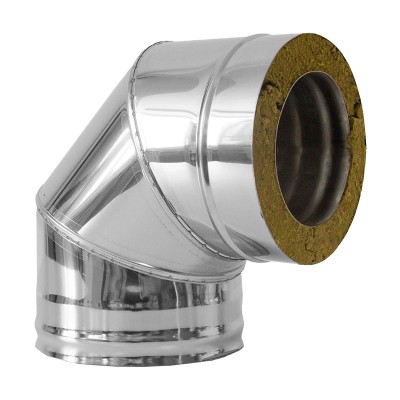 Сэндвич дымоход Дымофф Колено сэндвич 90 260*180 AISI430 0.5мм/AISI409 1мм