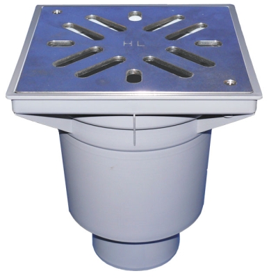 HL 606SW/5  Дворовый трап (верт.выпуск) с решёткой из нерж. стали макс. нагрузка 1,5т DN160