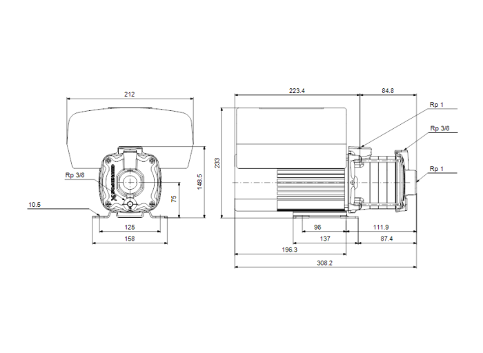 Циркуляционный насос Grundfos CME 3-2 A-R-A-E-AQQE  