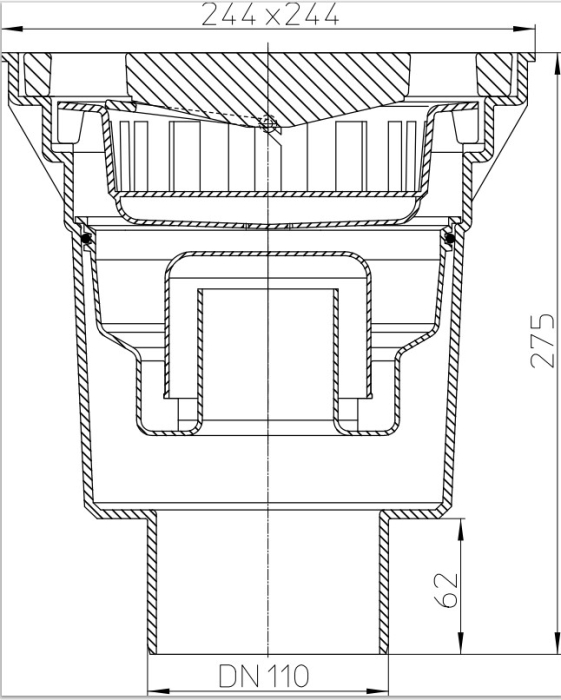HL 606W/1 Дворовый трап с сифоном (верт. выпуск) макс. нагрузка 5-7 тонн  