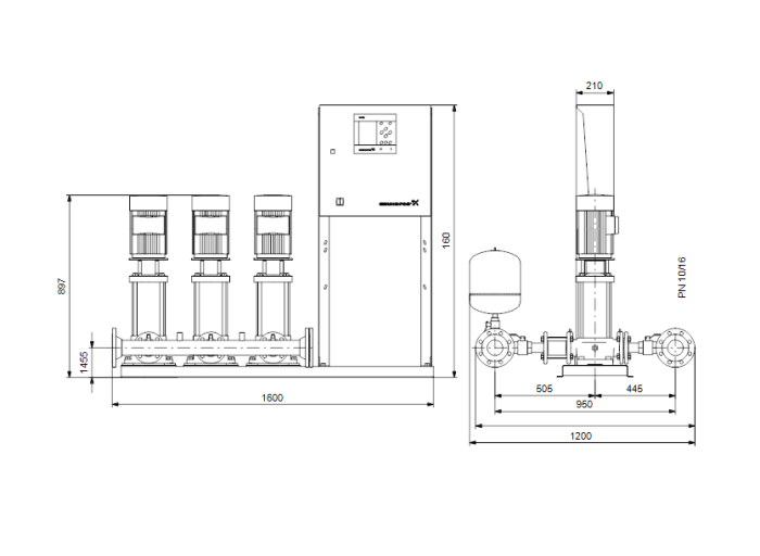 Насос для повышения давления Grundfos HYDRO MPC-S 3 CR 20-3  