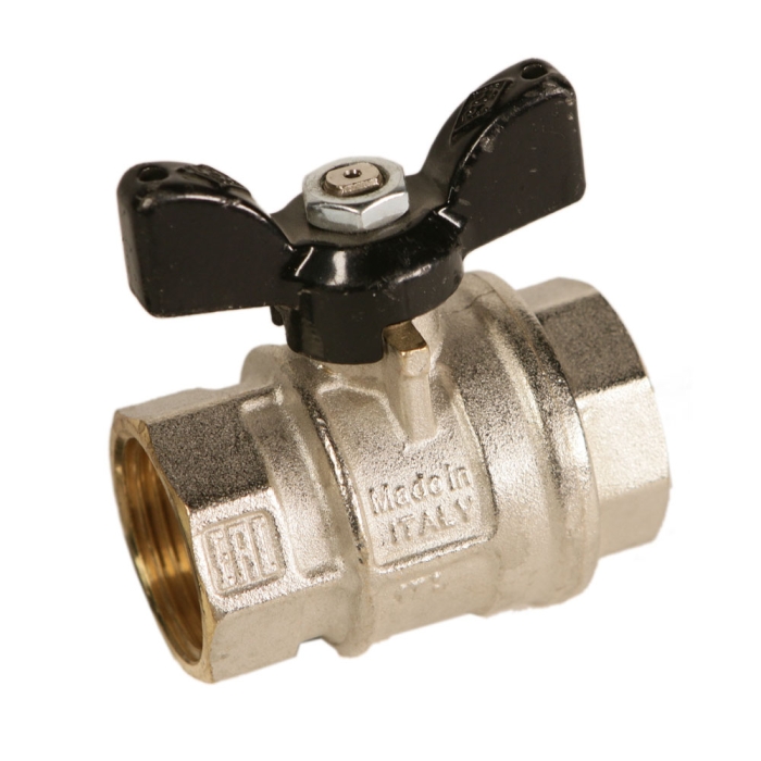 Rubinetterie Bresciane Полнопроходной латунный шаровый кран ВН/ВН резьба 1, бабочка  